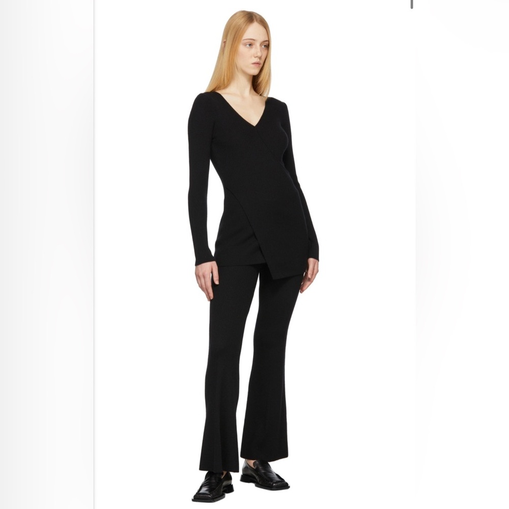 LVIR 100% Wool Ribbed Flare Knit Pants Black Size M | Luxury Minimal | Sold Out